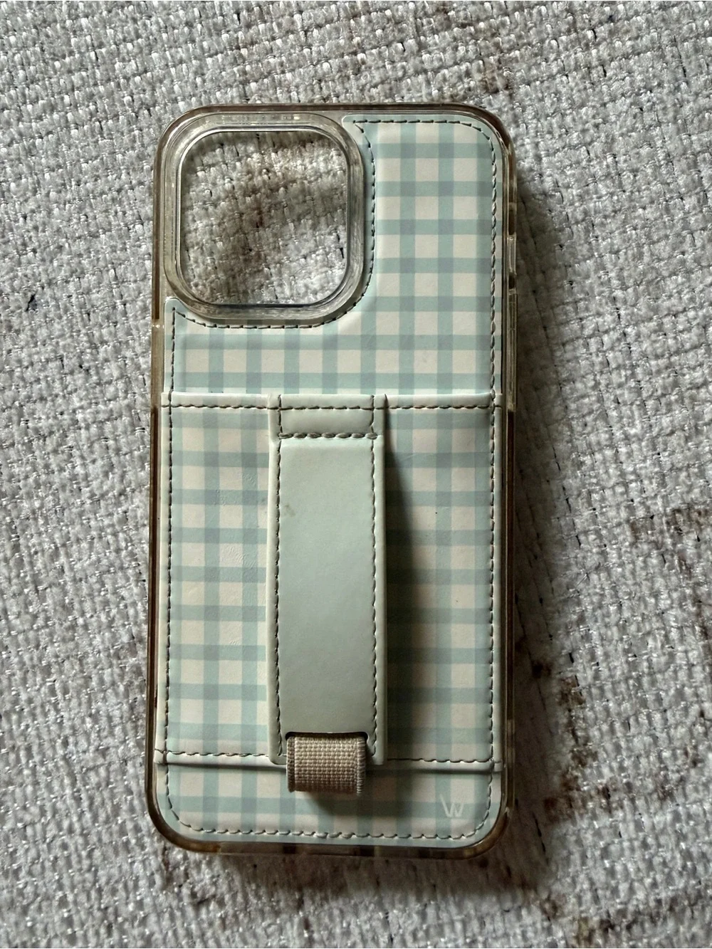 Mint Gingham Smartphone Case with Integrated Hand Strap